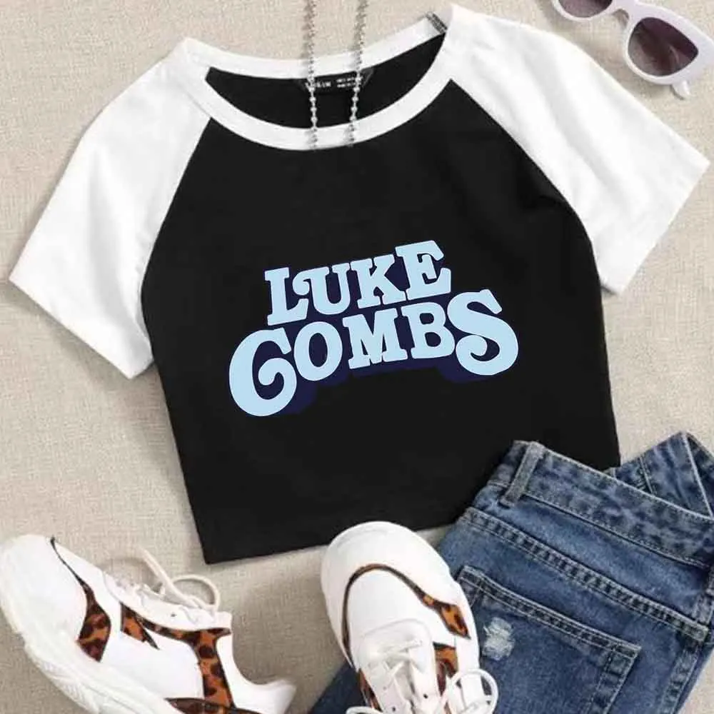 Luke Combs Tour 2024 Crop Tops T-Shirt Girls Super-short Fans Gift Regular O-Neck Short Sleeves  Printing Fashion