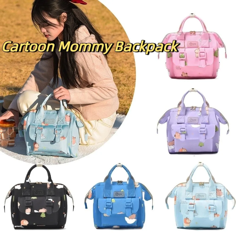 

Cartoon Print Mommy Backpack Large Capacity Multifunctional Travel Backpack Durable Material Anti Splash Water Baby Diaper Bag