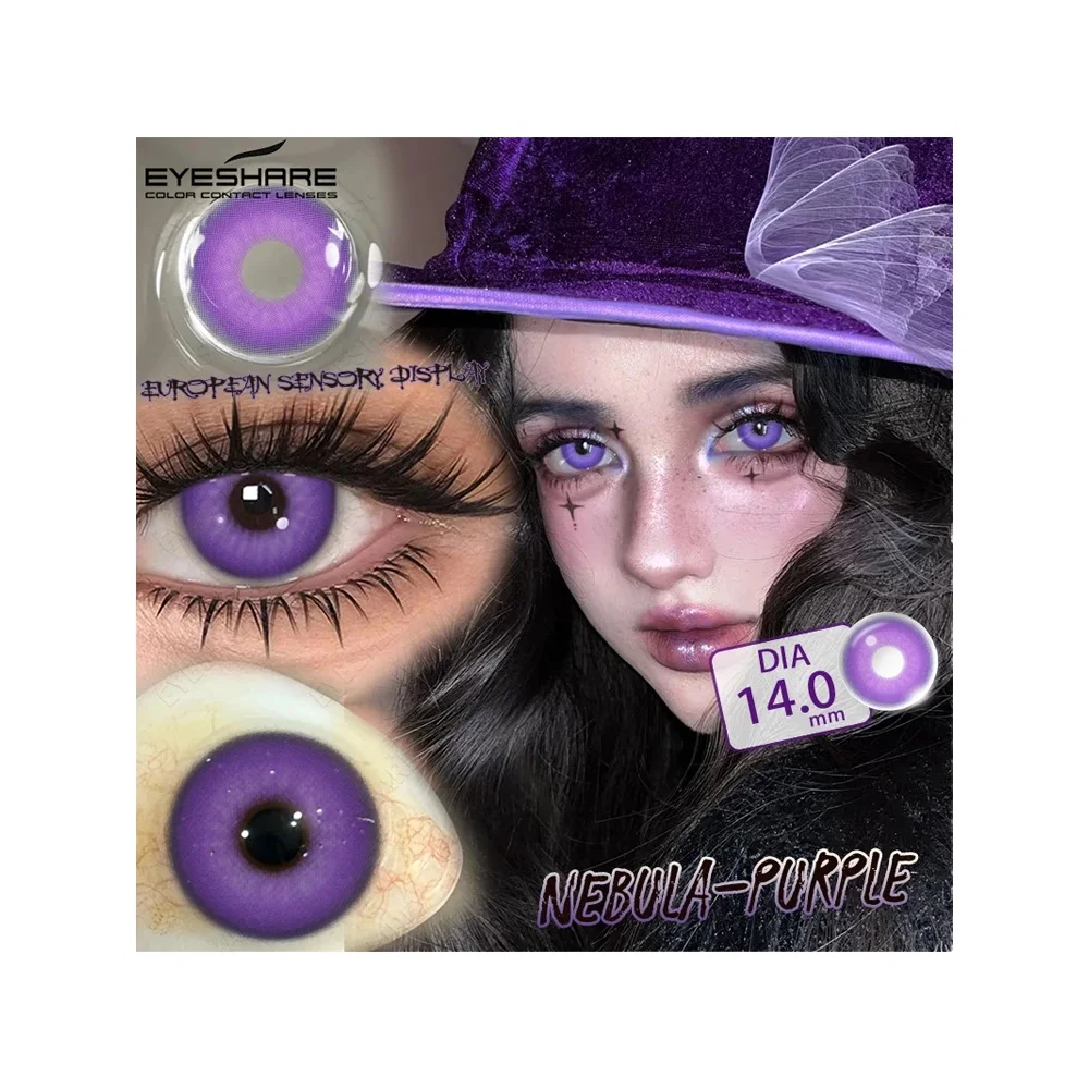 EYESHARE Farbige Kontaktlinsen für Cosplay Anime Lila Rosa Niedliche Kontaktlinsen Rote Linsen für Halloween Make-up Blaue Pupillen Y2K Linsen