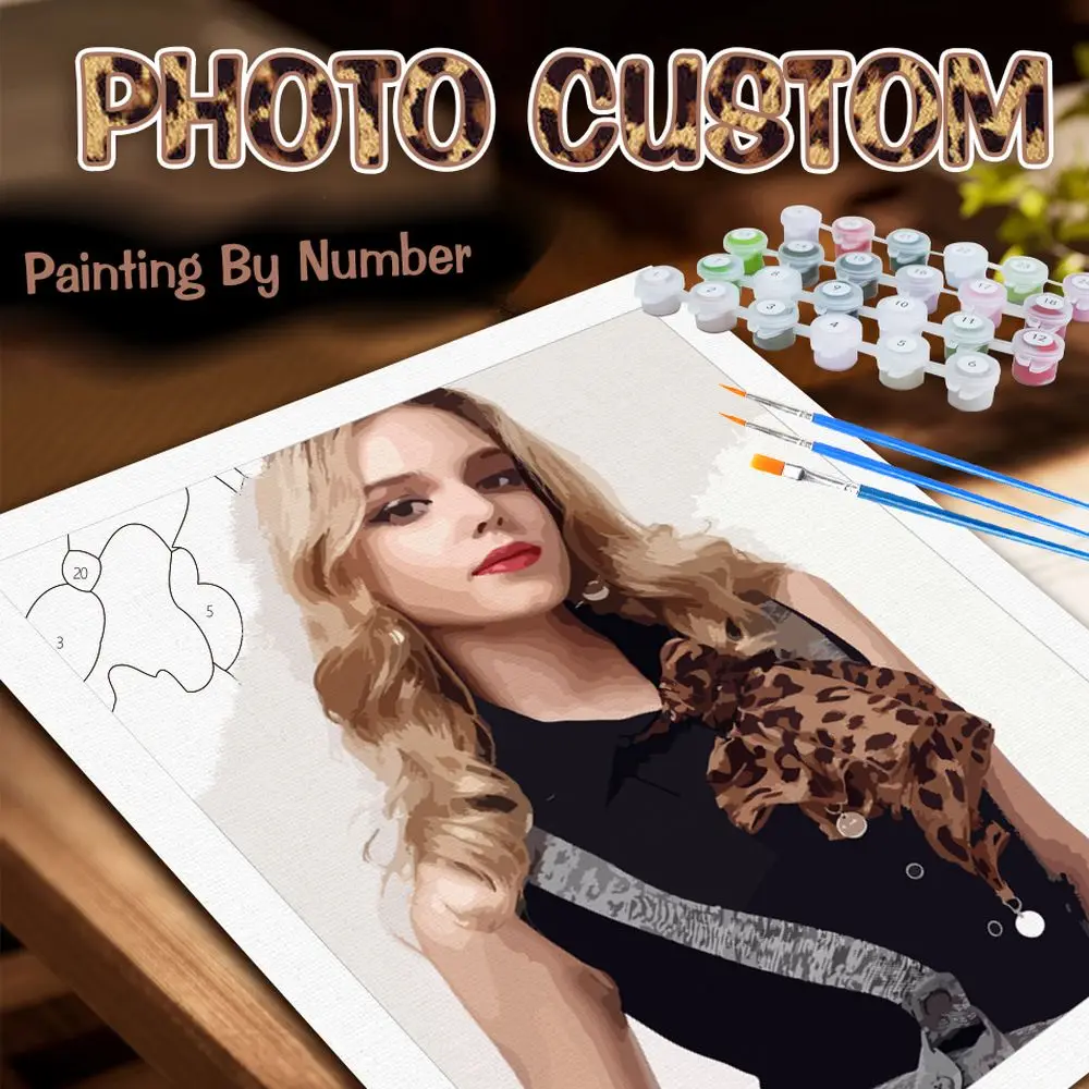 

24/36 Color Photo Custom Painting By Numbers Personalized Photo Custom Drawing Art Painting For Room Decoration