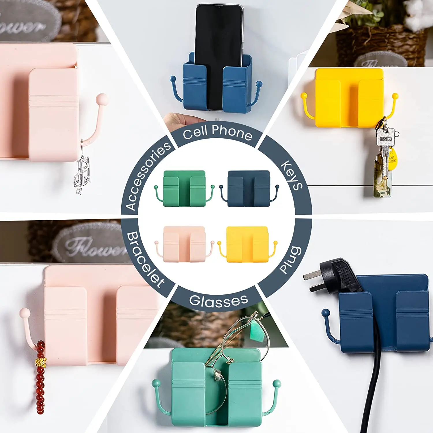 Wall Mounted Organizer Air Conditioner TV Remote Control Storage Box Mobile Phone Plug Holder Multifunction USB Charging Stand