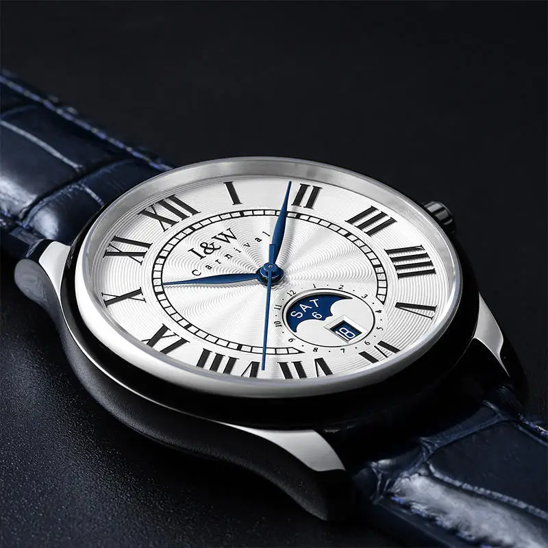 Zwitserland I & W Carnaval Luxe Merk Japan Miyota Horloges Automatische Mechanische Minnaar Saffier Waterdicht Paar Klok 717