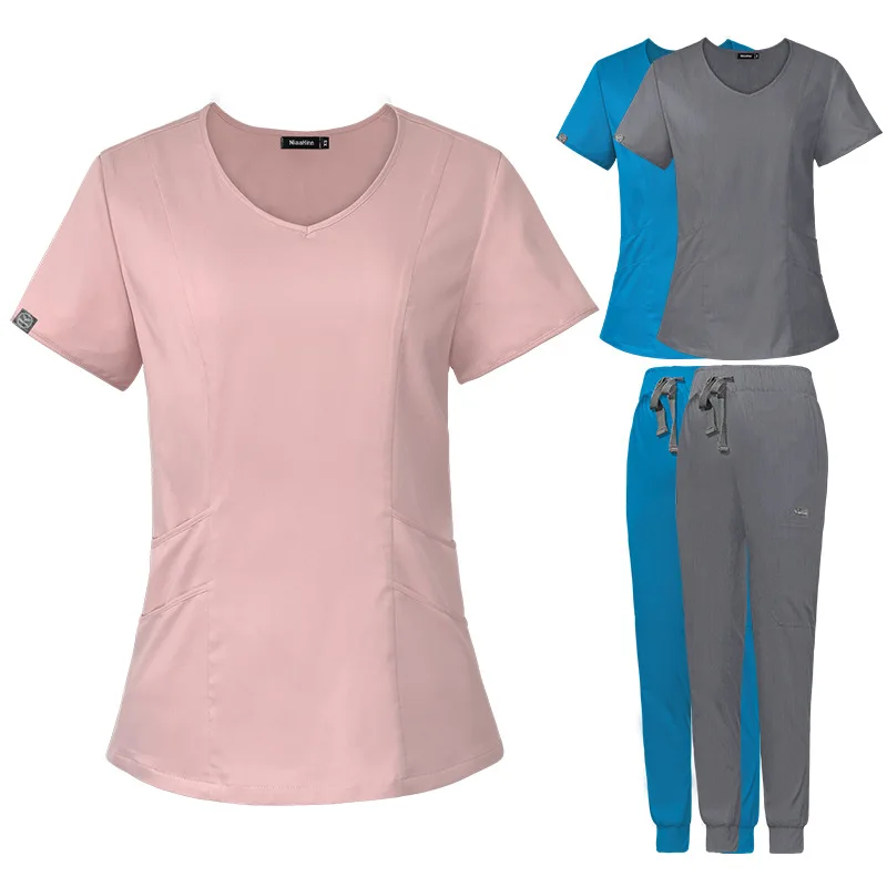 Fashion Women Scrubs Sets Medical Uniform Doctors Nurses Accessories Hospital Dental Clinic Spa Salon Work Uniforms Tops Pant