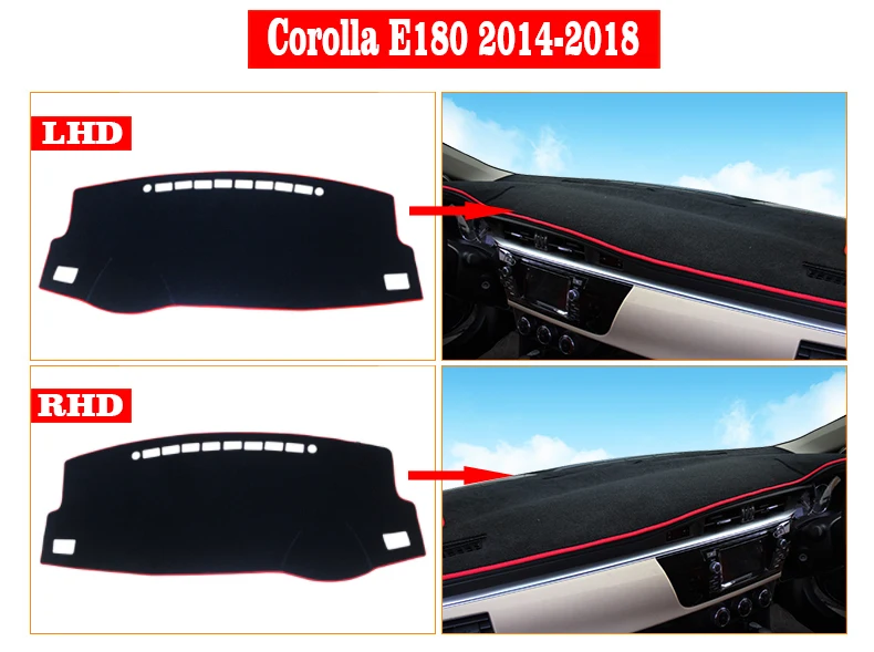 Auto Dashboard Abdeckung Dash Anti-Uv-Matte Für Toyota Corolla E180 E150 2006 2007 2008 2009 2010 2012 2013 2014 2015 2016 2017 2018 – Detail 4