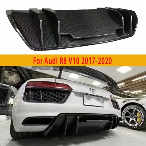 For Audi R8 V10 2017-2020 Carbon Fiber Back lip Car Rear Bumper Diffuser Rear Splitters Spoiler Car Accessories body kit