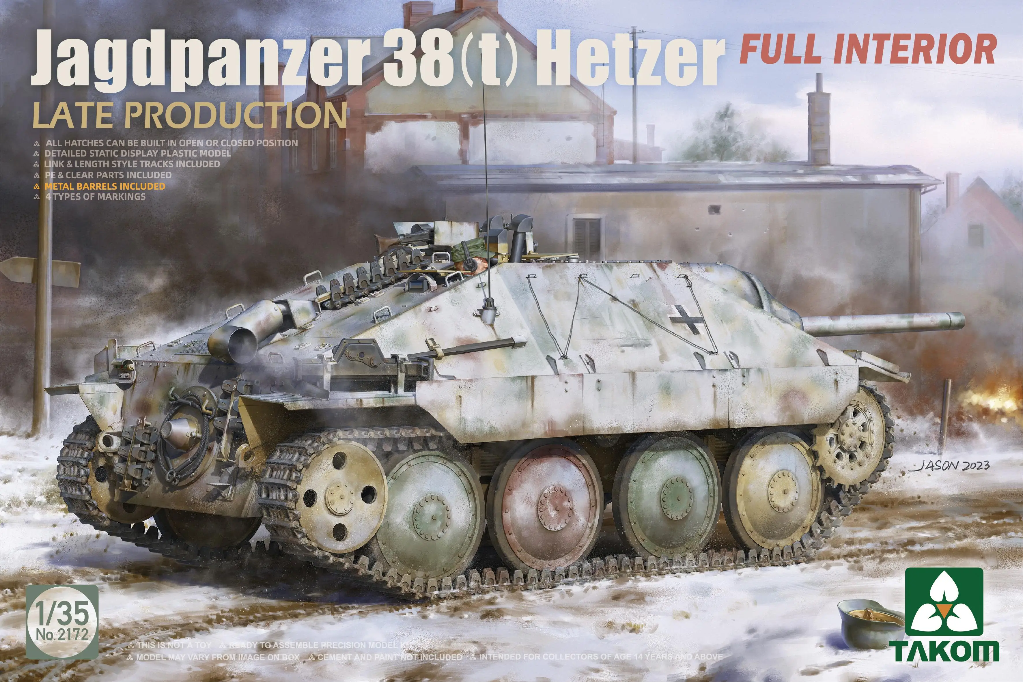 TAKOM 2172 1/35 Jagdpanzer 38(t) Hetzer, 전체 Interion 모델 포함, 후반 생산