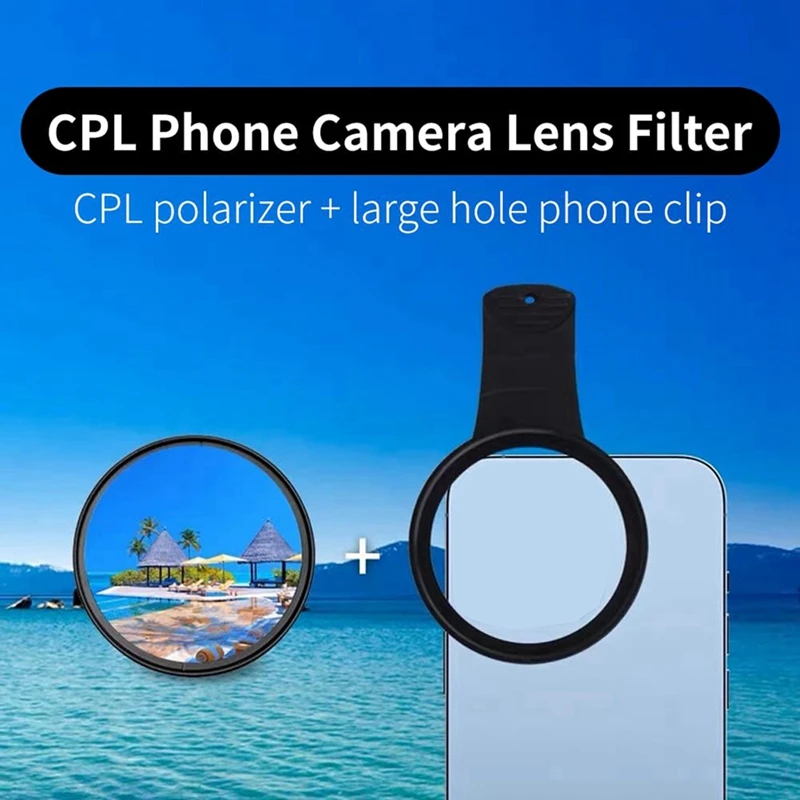 2 set 52 mm polarizzatore universale per telefono CPL kit filtro obiettivo fotocamera telefono compatibile con smartphone Iphone e Android