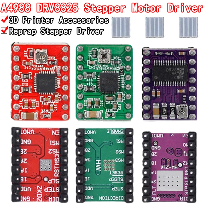 3D Printer Parts A4988 DRV8825 Stepper Motor Driver With Heat sink For SKR V1.3 1.4 GTR V1.0 RAMPS 1.4 1.6 MKS GEN V1.4 board