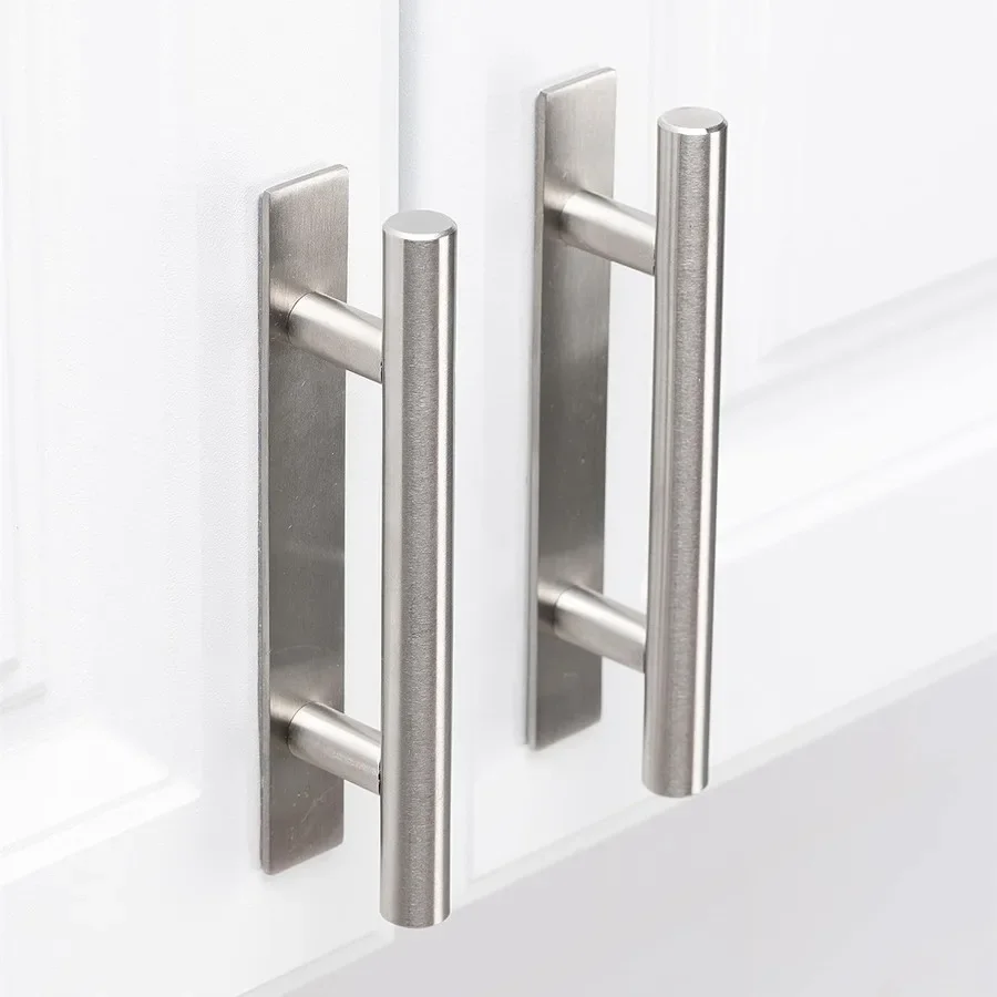 1 piece stainless steel stick-on handle wardrobe cabinet drawer door handles no punch with strong double-sided tape Black silver