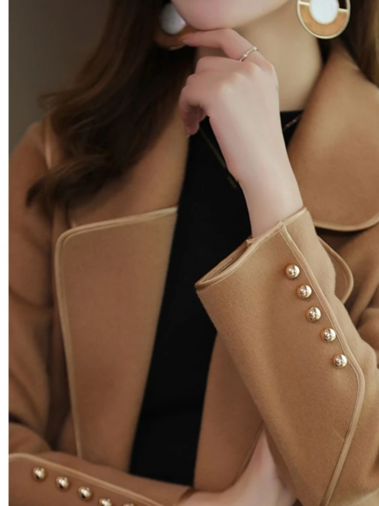 Autumn Fashion Wool Coats Winter Coat for Women Solid Single Button with Belt Elegant Casual Outerwears 2024 New Clothing