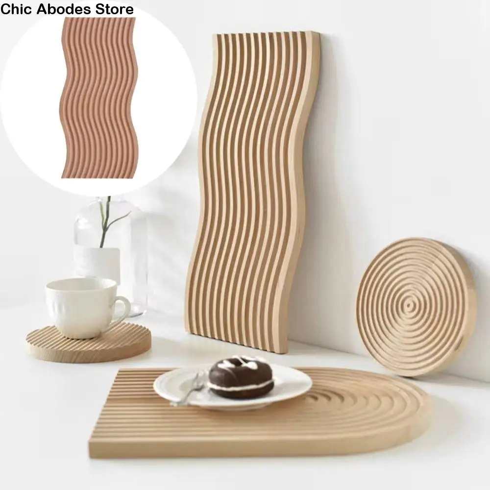 

Wooden Plate Wooden Tray Modern Style Wavy Design Fruit Tray Simple Design High-end Quality Snack Dish Tea Table Decor