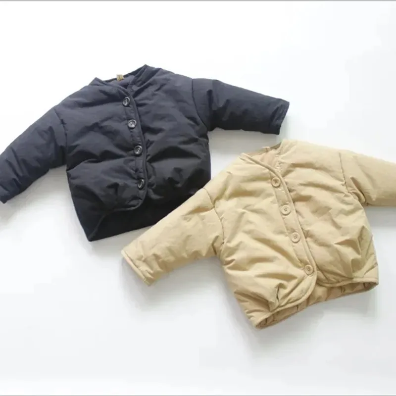 

Korean Style New Winter Baby Boys Cotton Padded Coats Thicken Warm Toddlers Kids Clothes Pure Color Children Outerwear