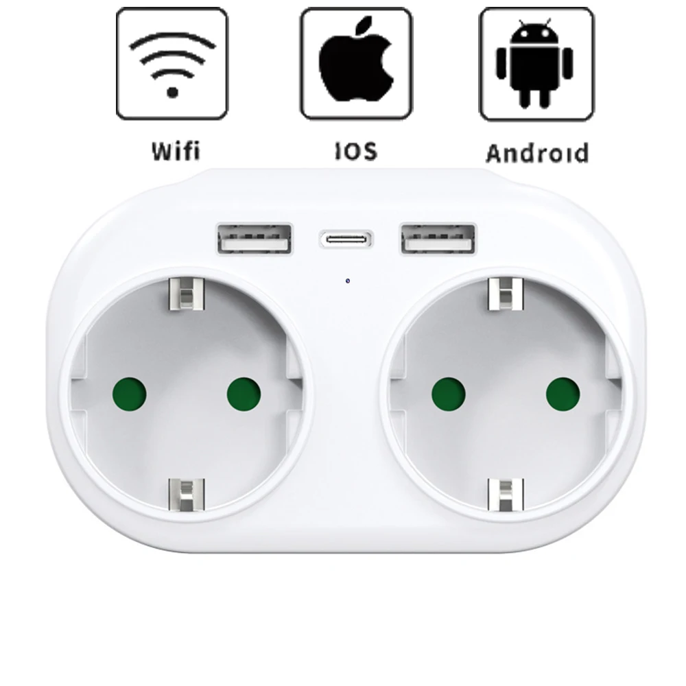 EU standard multi hole socket, USB type-c wall mounted power socket