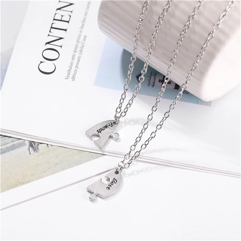 5-piece Fashion Best Friend Forever and Ever  Pendant Zinc Alloy Metal BFF Necklace Friendship Charm Chain Women Gift Necklaces