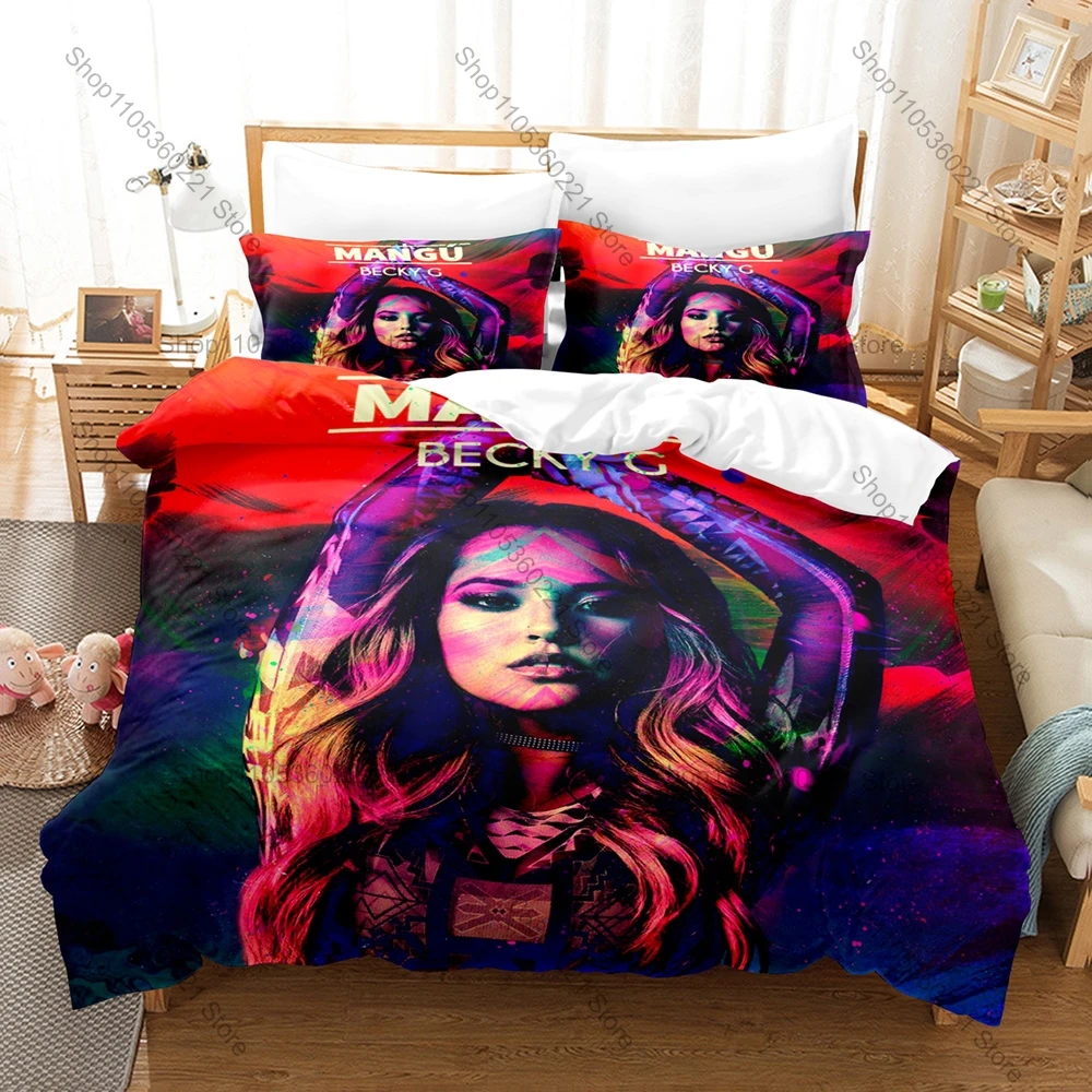 Becky G Encuentros Bedding Set Includes Duvet Cover + 2 Pillowcases Retro Western Latin Pop Tour Poster Bedroom Decor For Music
