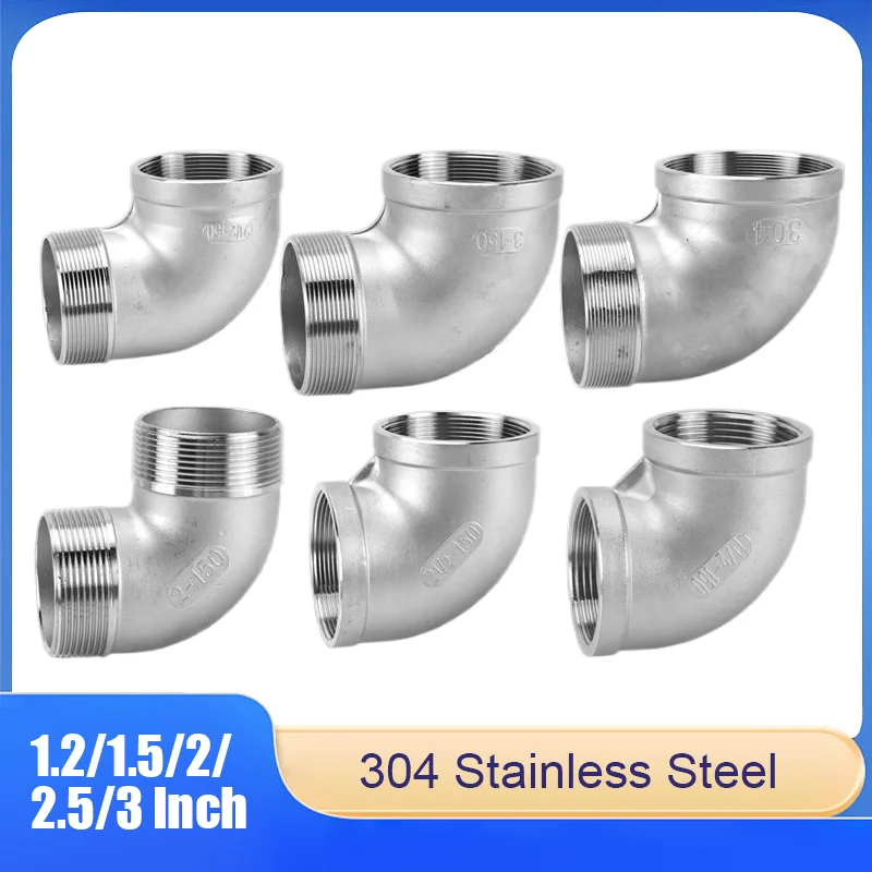 

304 Stainless Steel Elbow with Dual Internal Threads and External Threads, 90-Degree Elbow, Water Pipe Fitting, 1.2/1.5/2/3 Inch