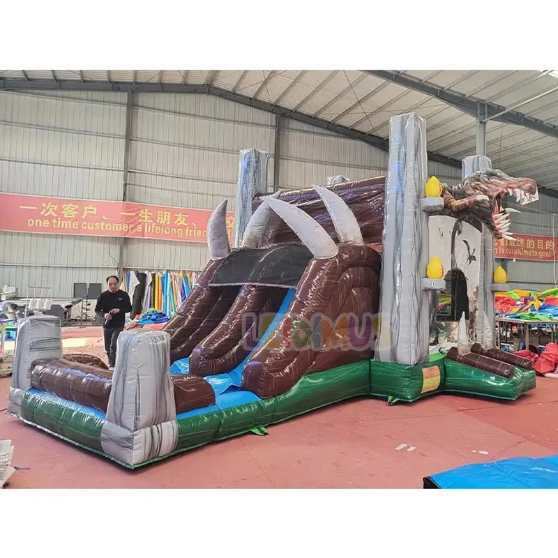 Commercial PVC Dry or Wet Inflatable Bouncy Castle Slide Moon Walk Jumping Dinosaur Bounce House Commercial with Slide