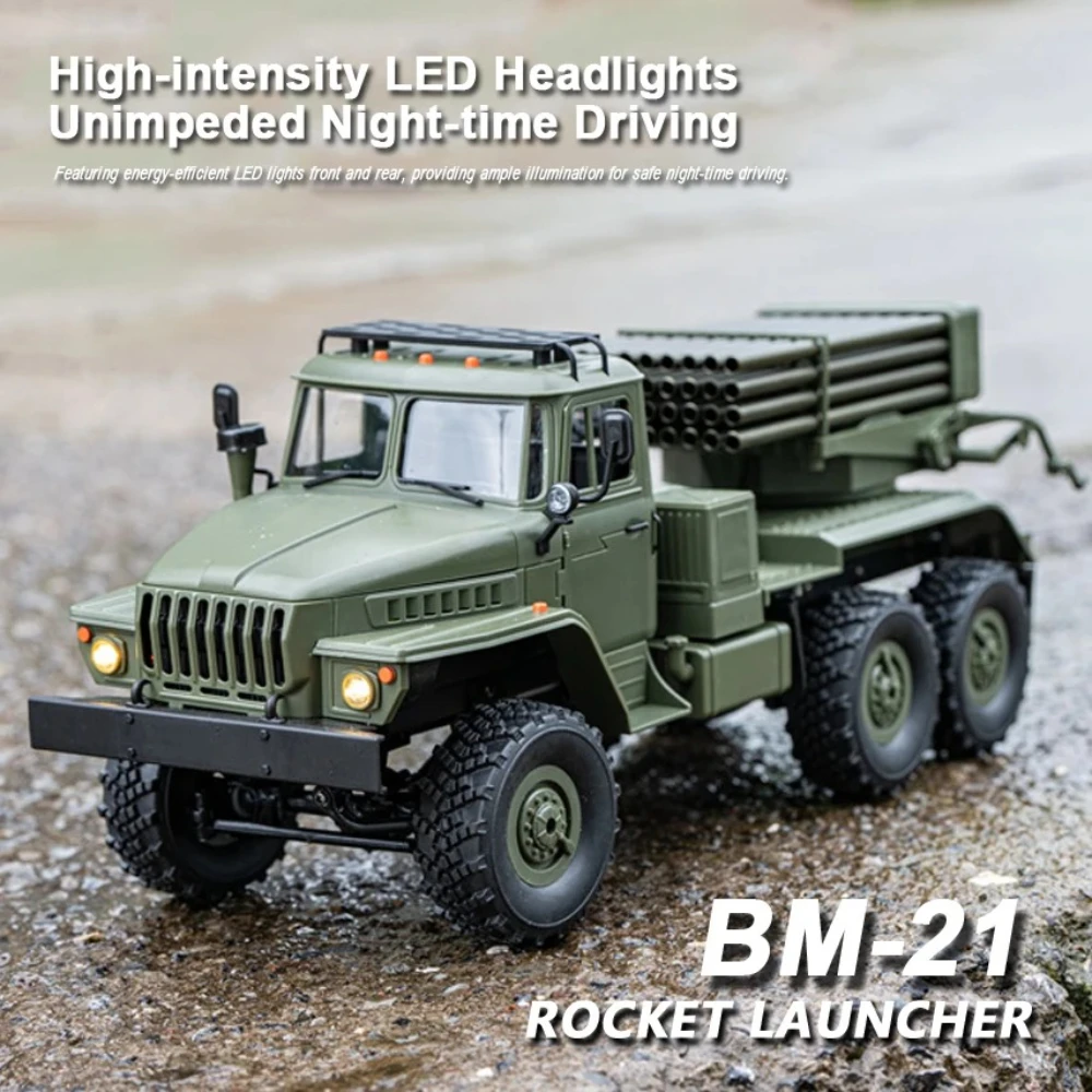 

1/16 BM-21 6WD RC Car 6x6 Rocket Laucher Автомобиль с дистанционным управлением Внедорожный альпинистский грузовик со светодиодной подсветкой Модель игрушки для детей и взрослых