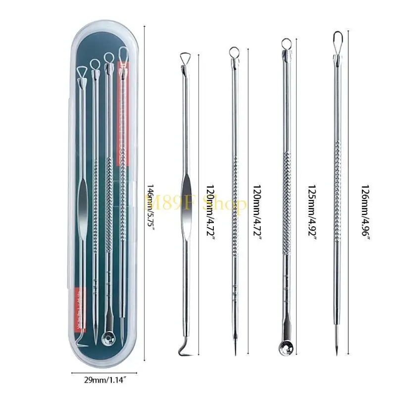 M89F 4PCS roestvrij staal Acne verwijdering Naalden Puistel Blackhead Remover Tools Face Skin Care Tools