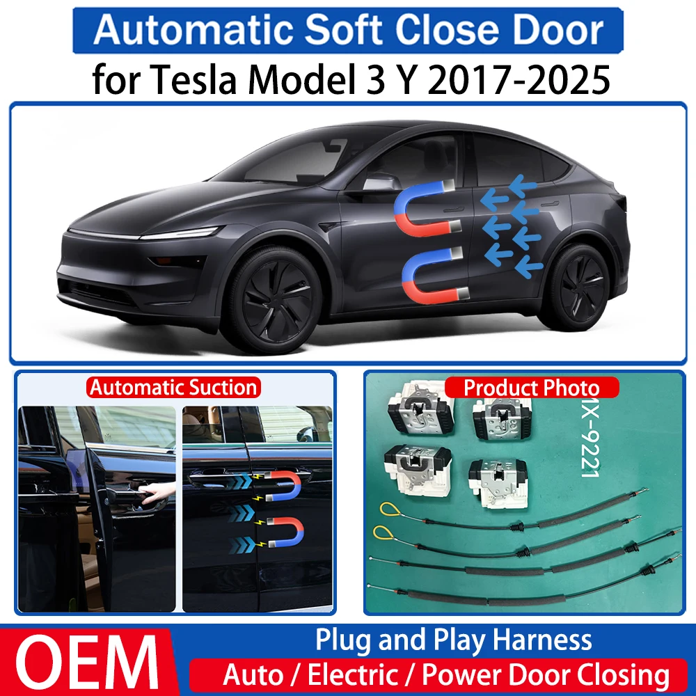 

ZJCGO for Tesla Model 3 Y 2017-2025 OEM Car Automatic Soft Close Door Electric Suction Kit Auto Power Closing System Plug＆play