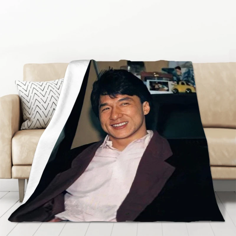 Jackie Chan Decorative Sofa Blanket Fleece Blankets and Throws Microfiber Bedding Bedspread on the Bed Plush Throw Knee Furry