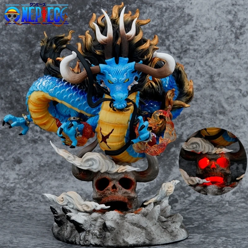 

22cm One Piece Anime Figure Gk Kaido Dragon Form Four Emperors With Lamp Pvc Action Figure Model Dolls Antistress Model Toy Gift