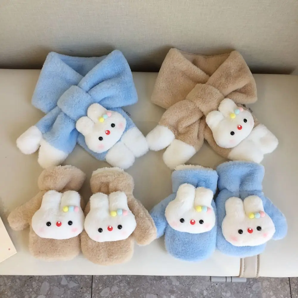 لطيف أرنب وشاح القفازات مجموعات وشاح ناعم الكرتون نمط الدفء فتاة و للجنسين وشاح الحلي موسم الخريف الشتاء