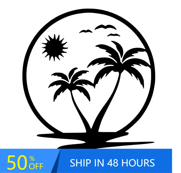 

SUN SUMMER TROPICAL BEACH Unique Car Walls Motor Home Bumper Waterproof Vinyl Decal Gift Aesthetic Funny Retro