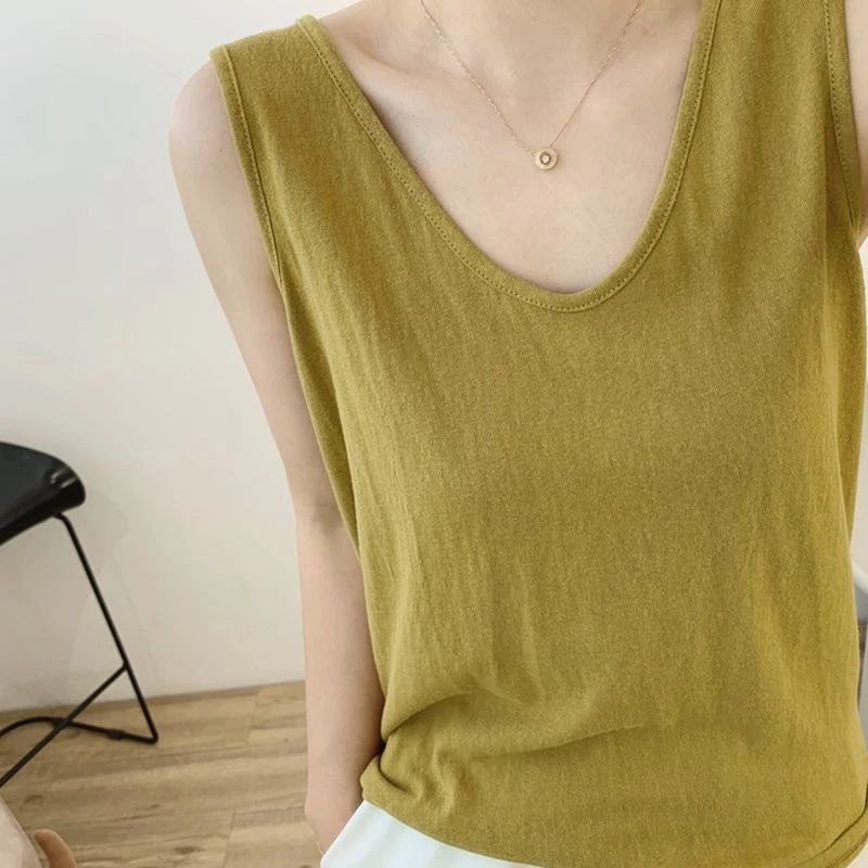 

plus Size 300 Pou Summer Korean Sle Svel V-Ne Women's Csole Tank Top Inner Wear Faionable Strap Vest Top