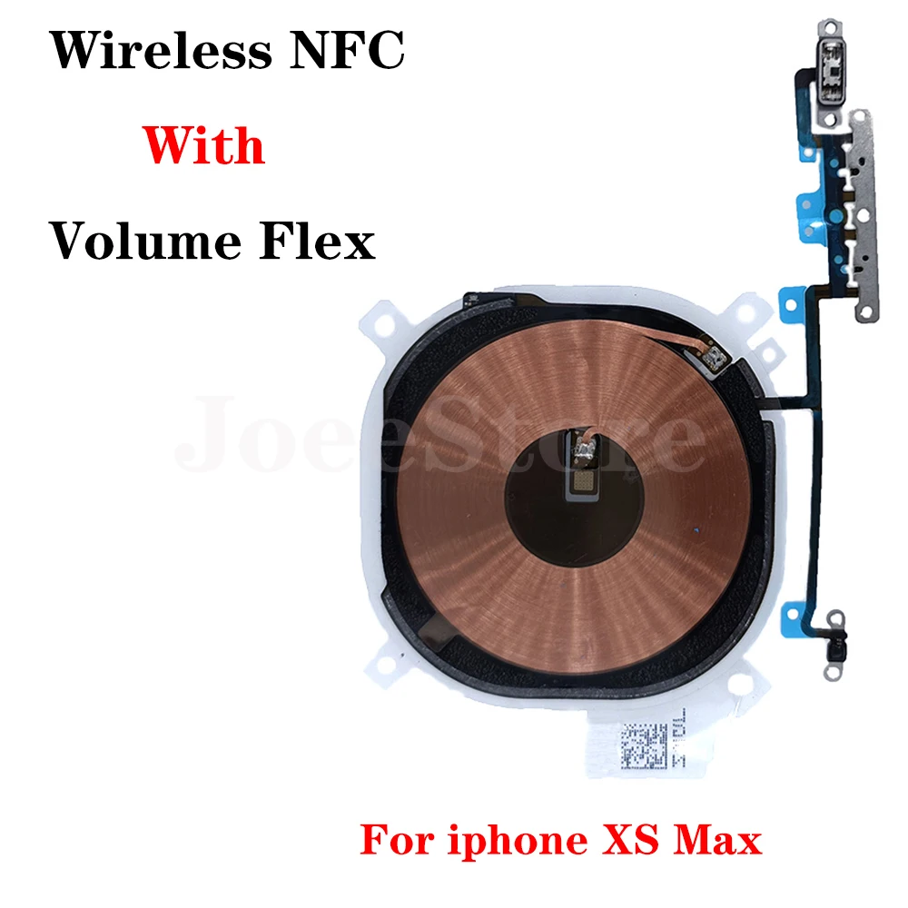 JoeeStore Wireless Charging Receiver Coil NFC With Volume Flex Cable For iPhone 8 8Plus X XS XR Max Charger Panel Replace Parts