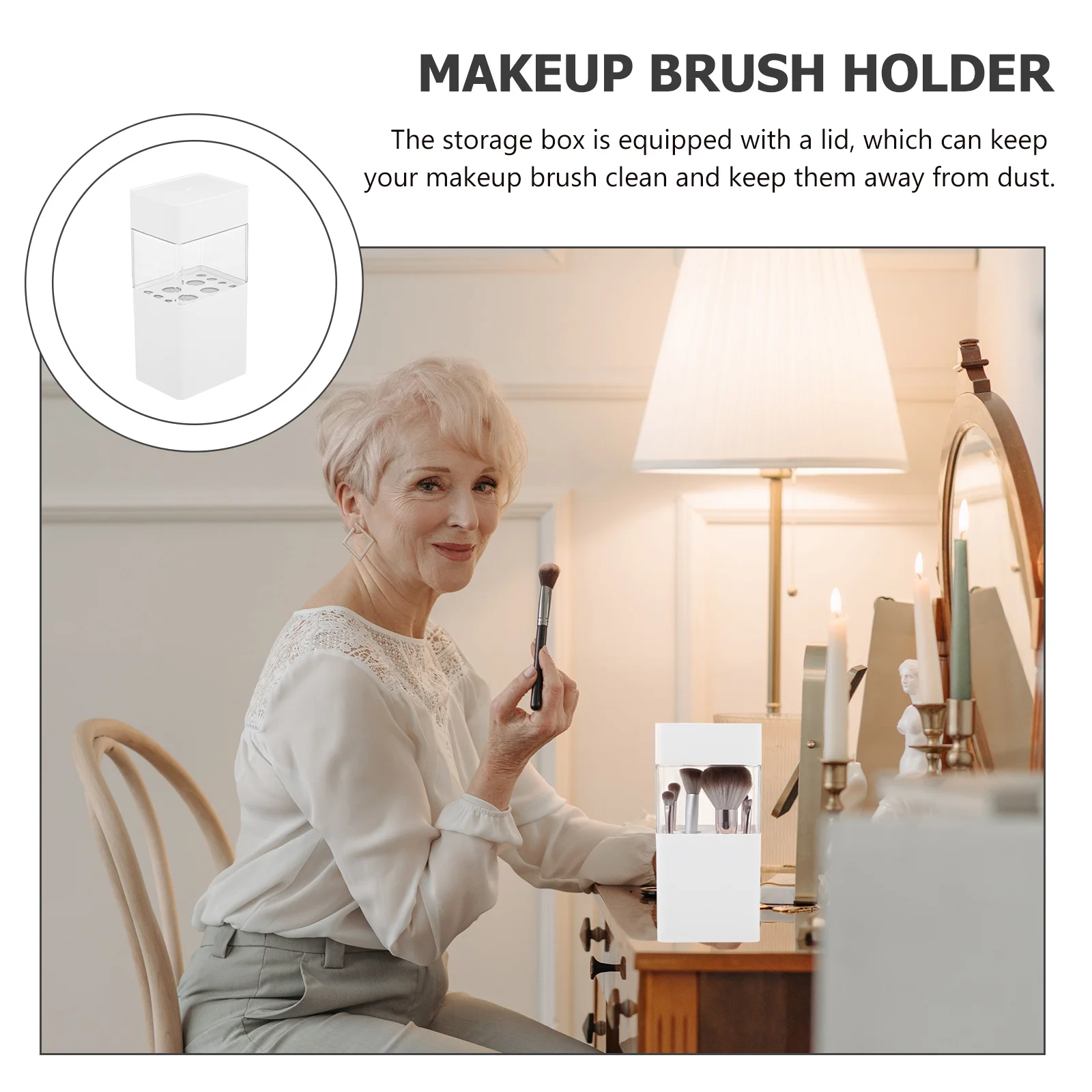 Makeup Brush Organizer Transparent Plastic Brush Holder Dustproof Bucket for Eyeliners Eyebrow Pencils Makeup Tool