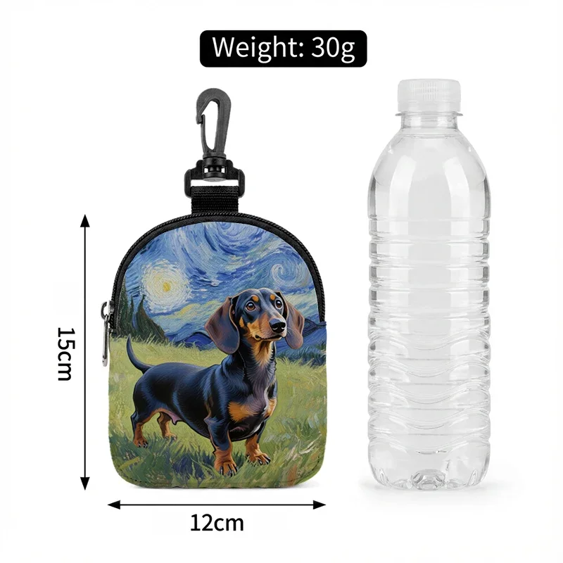 Niedliche Dackel-Snacktasche im Van-Gogh-Stil – Tragbare Leckerli-Tasche für Hunde, Outdoor-Trainingstasche, Belohnungs-Gürteltasche – Detail 4