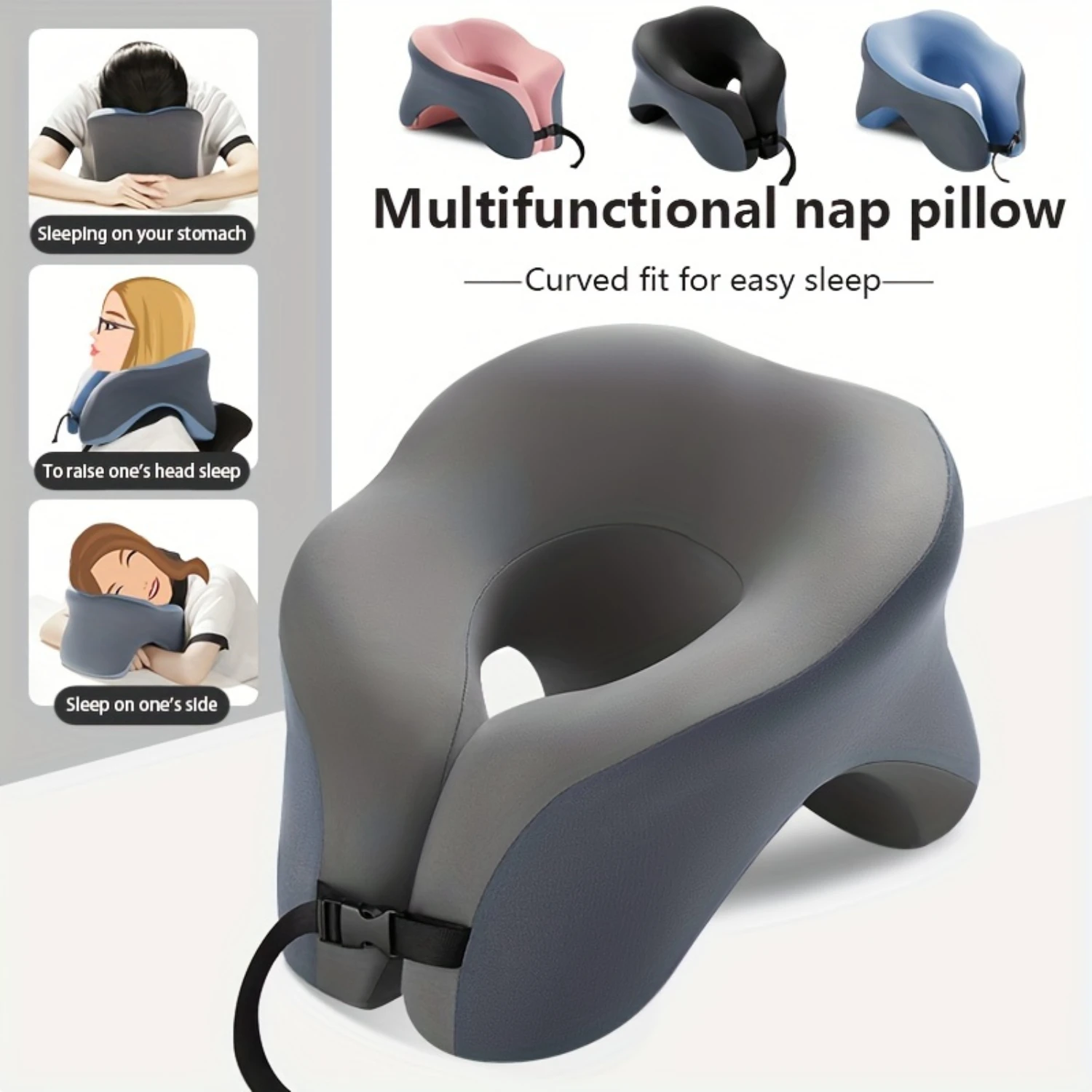 1pc Memory Foam U Shaped Neck Cervical Pillow for Travel, Camping, Airplane, Car, Office - Headrest Pillow with Neck Bolster Sup