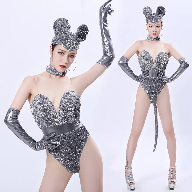 New Sexy Gogo Sequins for Performance Dresses, Female Atmosphere Tour, One Piece Stage Dress