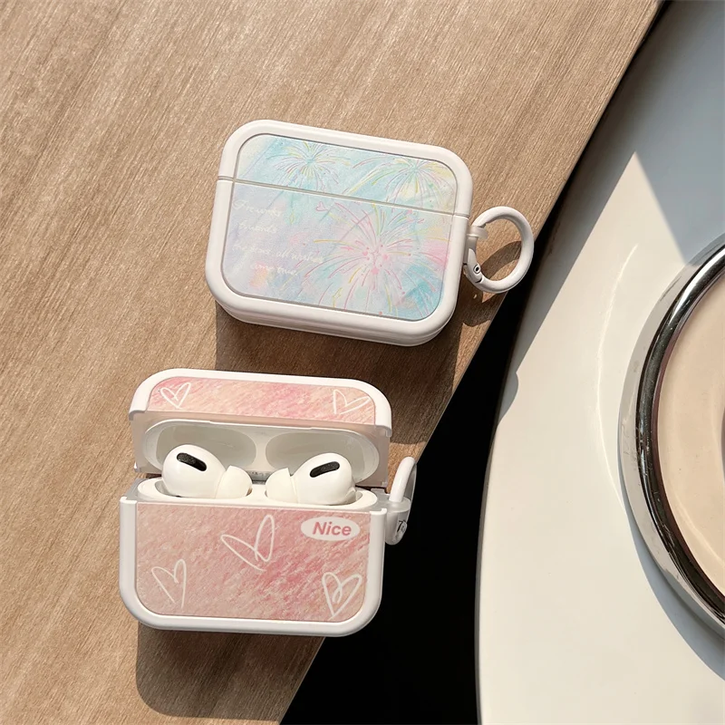 Etui na słuchawki Cute Love Fireworks do słuchawek Airpods 3 2 1 Pro z okrągłym pierścieniem Silikonowe etui do ładowania słuchawek Airpods 2