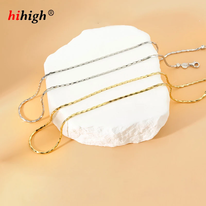 

Korea Three-dimensional Snake Bone Chain Necklace S925 Silver Plated with Real Gold Ins Collarbone Chain Girl Lady