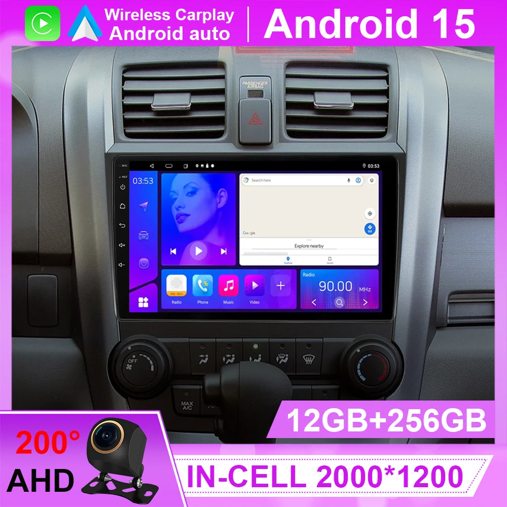 

Автомобильный GPS-навигатор Android 15, Carplay Auto для Honda CR-V 3 RE CRV 2007-2011, мультимедийный GPS-навигатор, видеодиск, 2 din, DVD-головка, ИБП