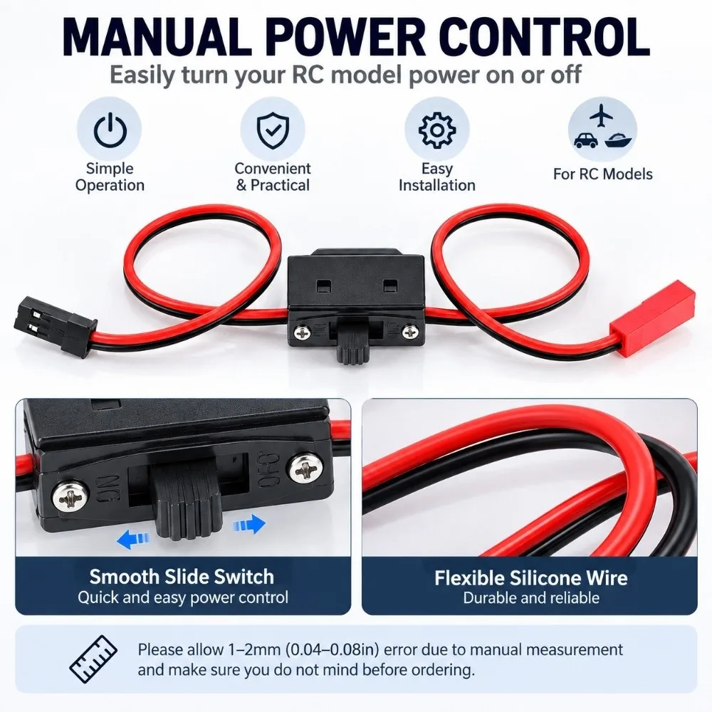 With Futaba/JR Receiver Power On/Off Battery RC Switch Universal Car Boat FPV JR Model Parts Aircraft Accessories Plug
