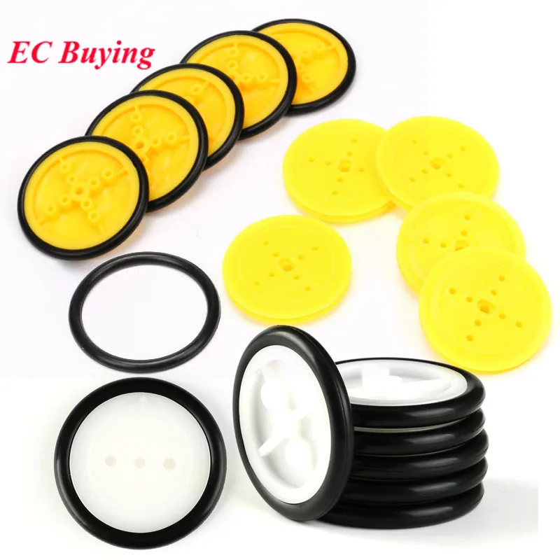 20pcs/1pc Small Smart Car Tire Chassis Plastic Robot Rubber Chassis Wheel for Single Chip Microcomputer Toy Car Tires