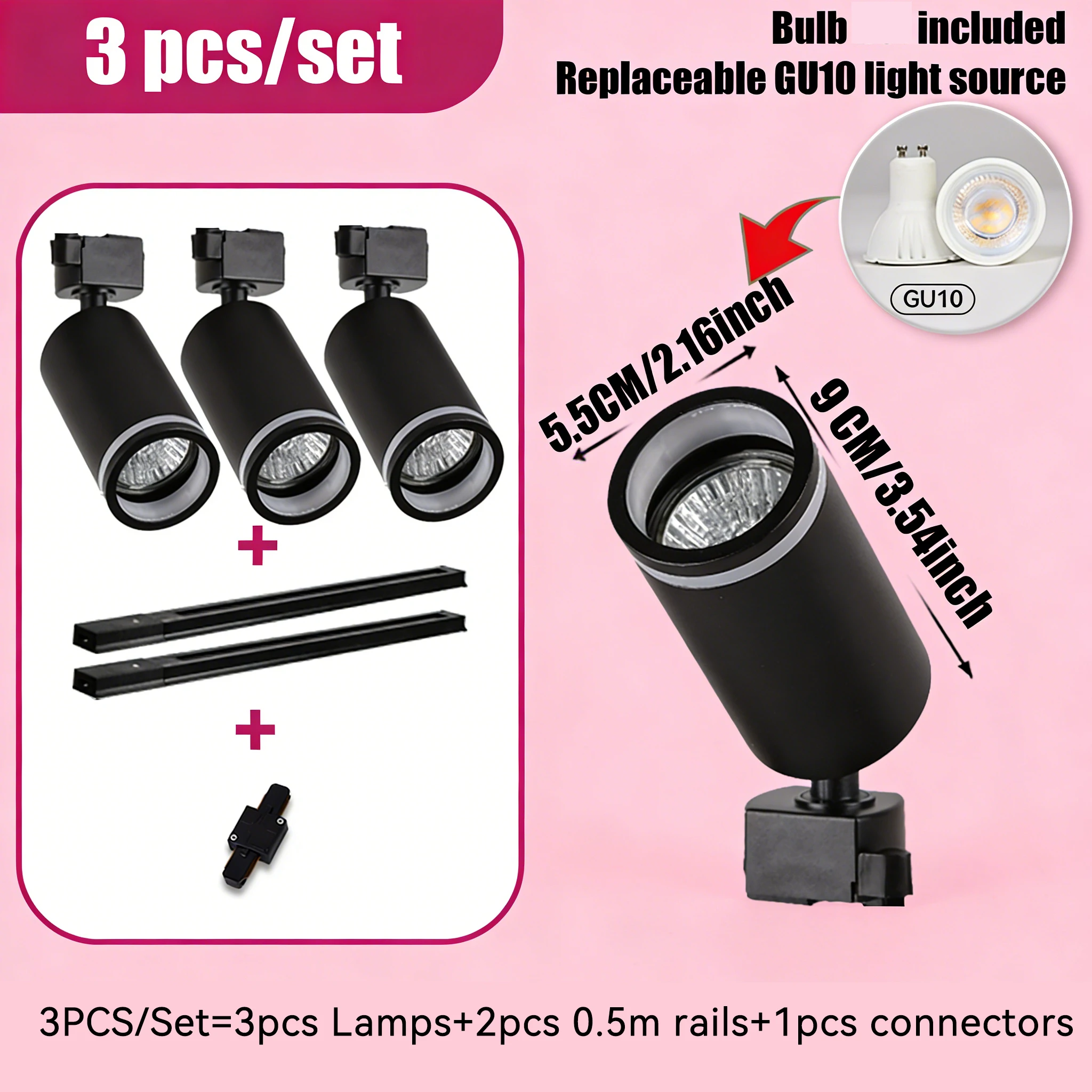 

Светодиодный Трековый светильник Gu10, настенная лампа с рельсами для освещения дорожек, потолочный светильник для магазина одежды, гостиной, домашнего прожектора