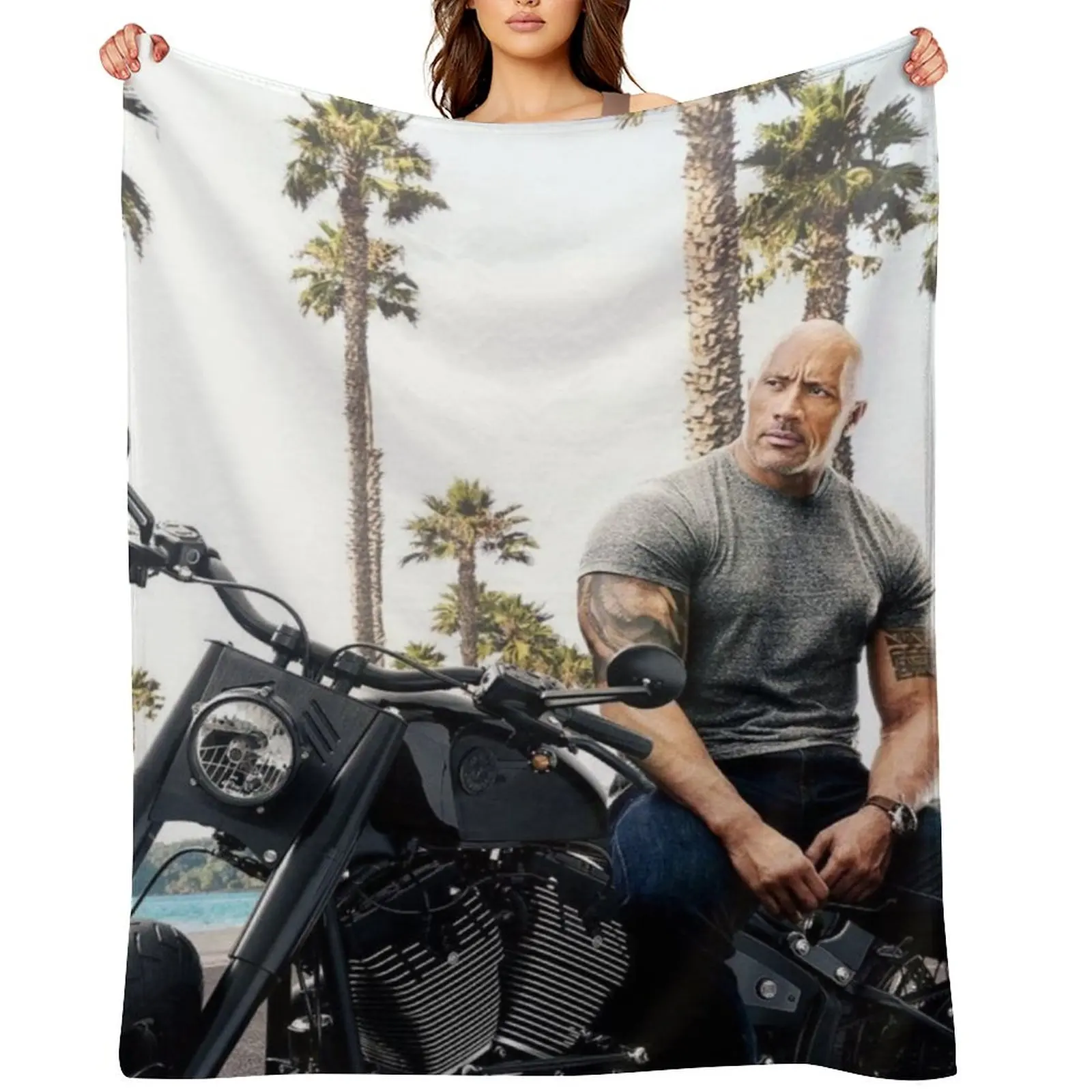 

dwayne johnson Throw Blanket Soft Decoratives Luxury Throw Plaid on the sofa Blankets