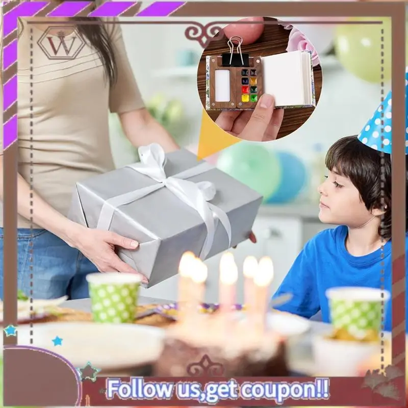 ABBG-Mini Paint Palette Set, 8-Grid Travel Paint Palette With Watercolor Notebook Painting Pen Clip For Watercolor Gouache