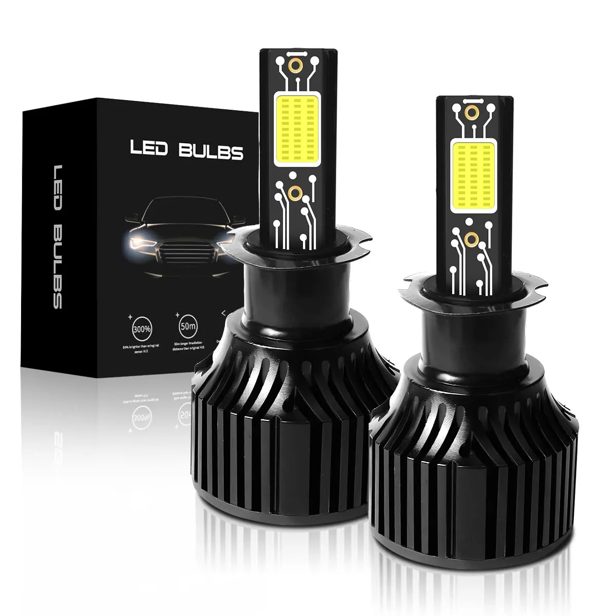 

H3 LED Headlight Bulbs 9004 HB1 9007 HB5 HIR2 H27 H4 9003, 12000LM 6000K White All-in-One Conversion Kit with App Control