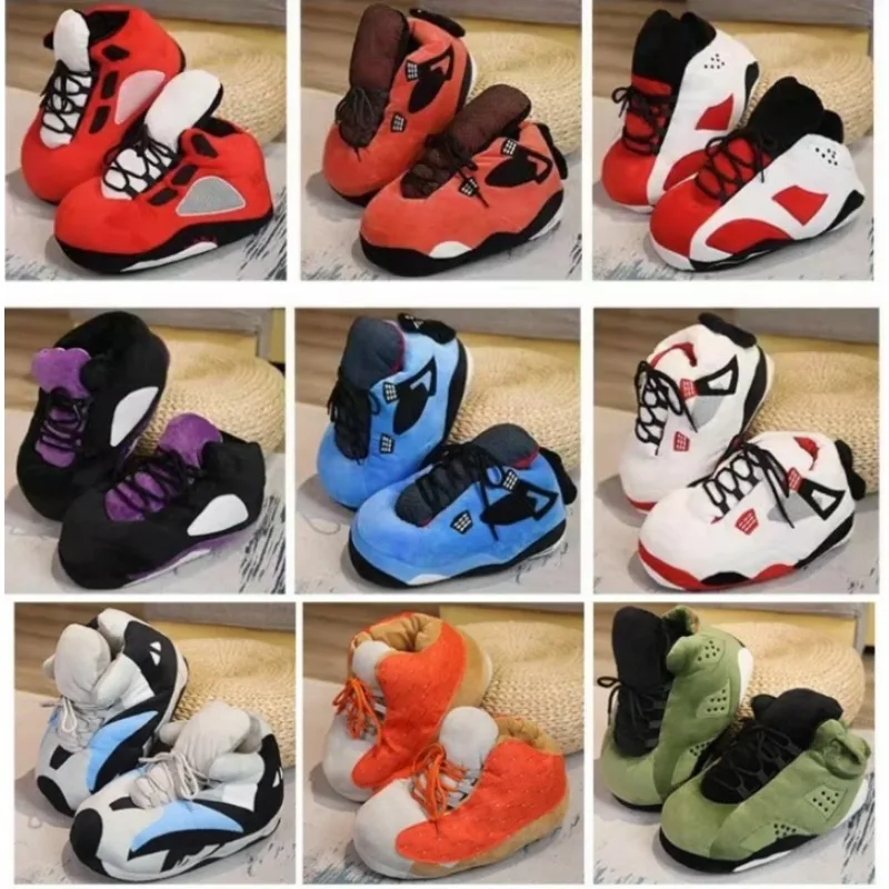 2024 Unisex Winter Slippers Women Snug Lovers Cute Warm Home House Floor Indoor Fluffy Funny Sneakers Basketball Shoes Size36-44