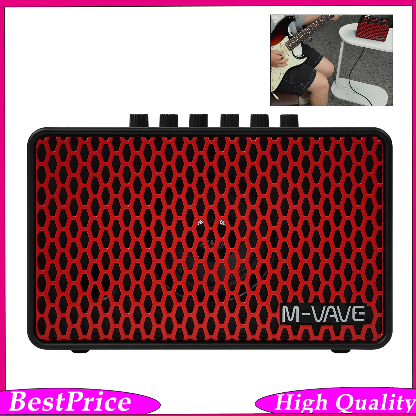M-VAVE SP100 Guitar Amp 9 Amp Voices/16 FX/Bluetooth Audio/Built-in Battery/Wireless Practice & Supports External Footswitch