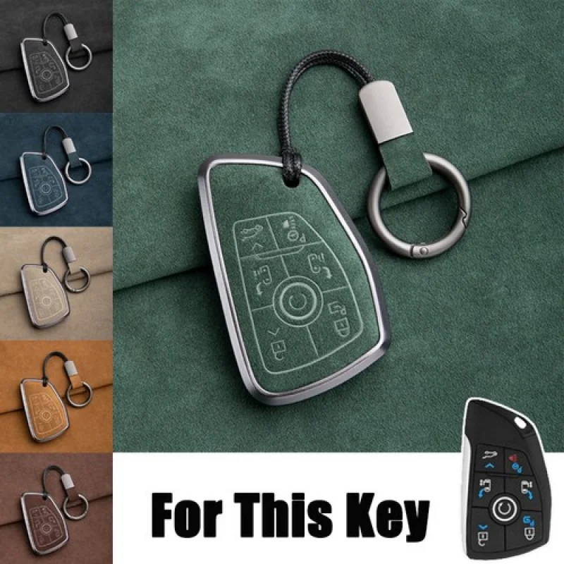 

Suede Leather Zinc Alloy Car Remote Key Fob Case Cover Bag For Buick GL8 Century