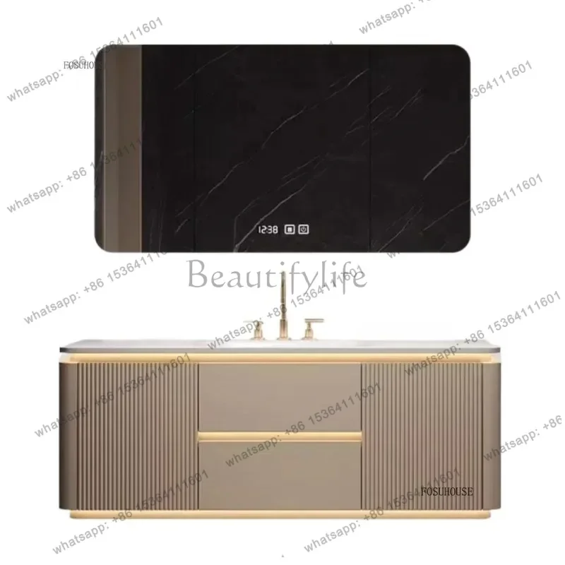 

Vanity Cabinets Set Modern Slate Single Double Basin Nordic Oak Storage Bathroom Drawer Slab Sink Mirror