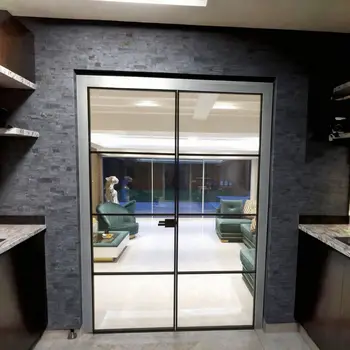 Narrow Aluminum Frame Soundproof Manual French Style Door Noise Reduction Fashion French Style Double Doors Anti Theft Doors