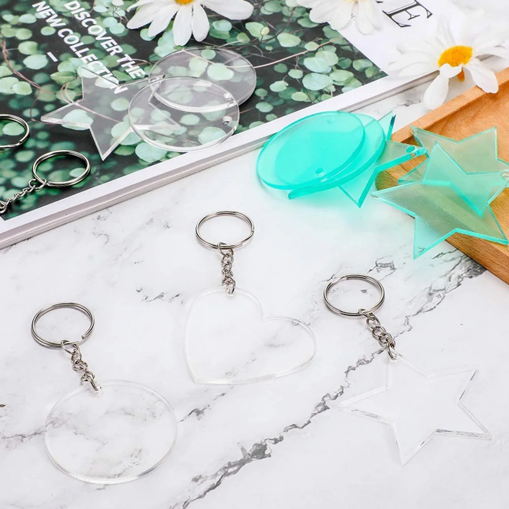 

72 Pcs Key Ring Acrylic Keychain Keychains Blanks Bead Personalized Gifts Rings