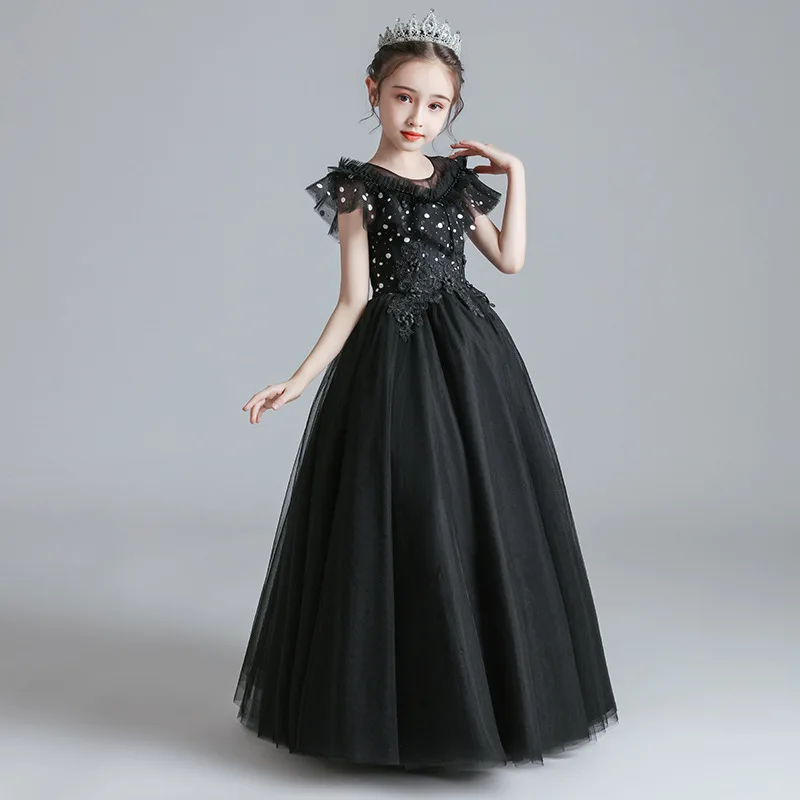 Fashion Girls Princess Dress For Birthday Party Piano Performance Elegant Costumes Wedding Banquet Flower Kids Tulle Dresses